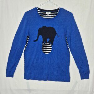 Crown & Ivy Medium Sweater Elephant 100% Cotton Royal Blue Preppy Kidcore